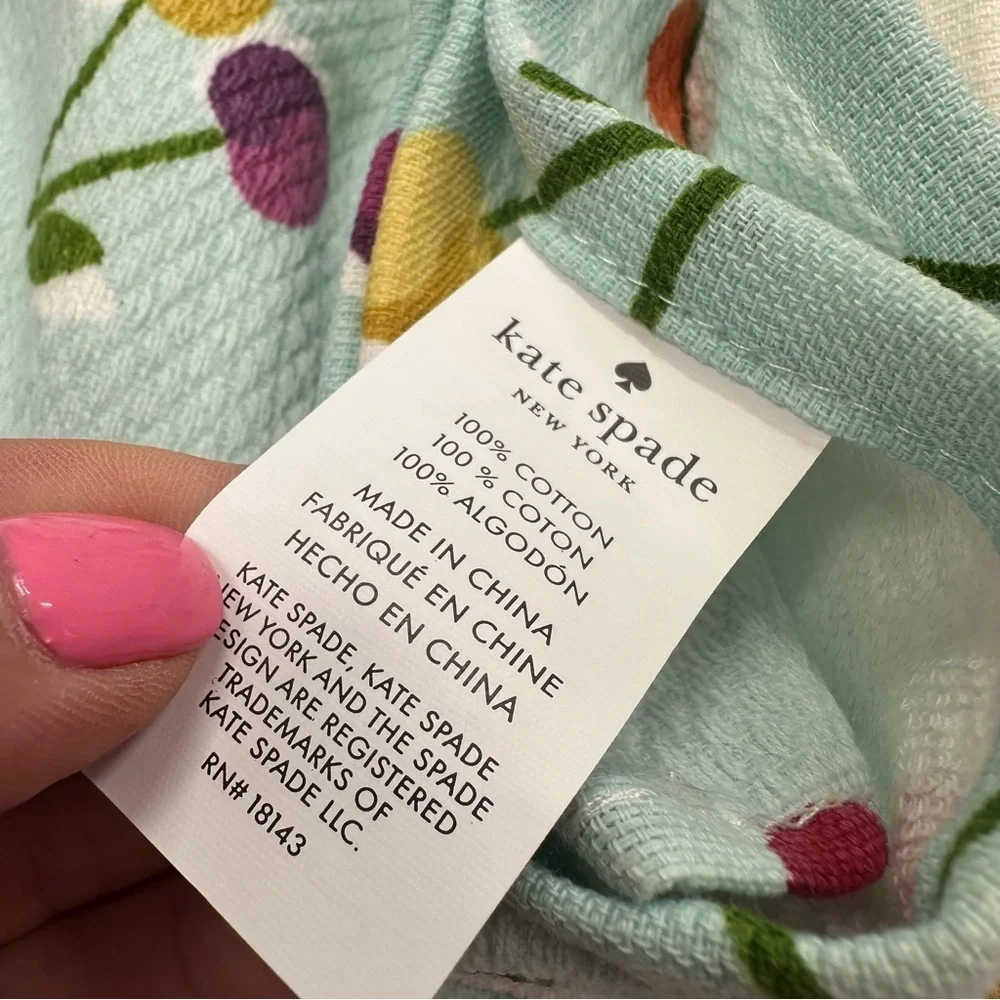 NWT Kate Spade Cherry & polka dot Pattern Kitchen Towels 3pk cotton coquette
